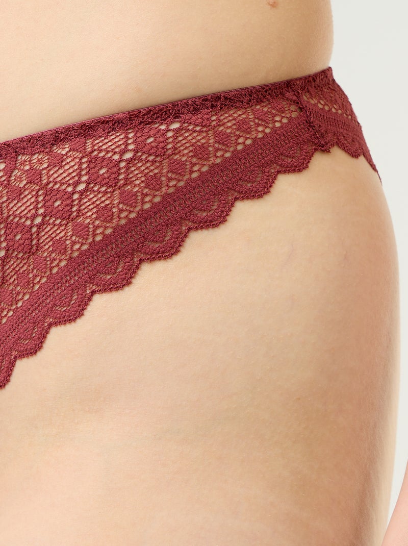 Tanga en dentelle Bordeaux - Kiabi