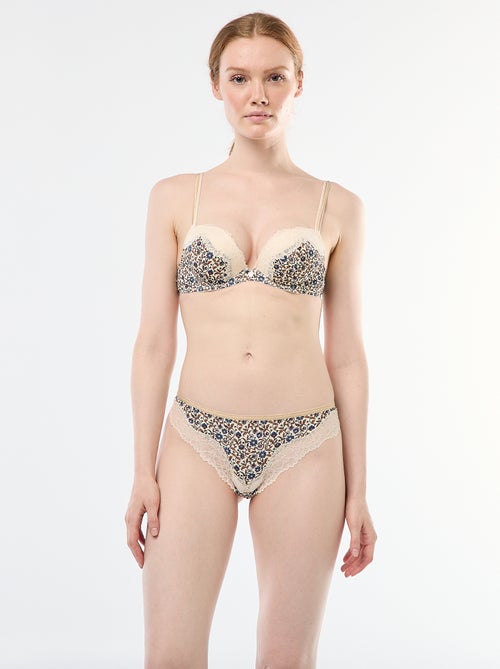 Tanga en microfibre imprimé - Kiabi