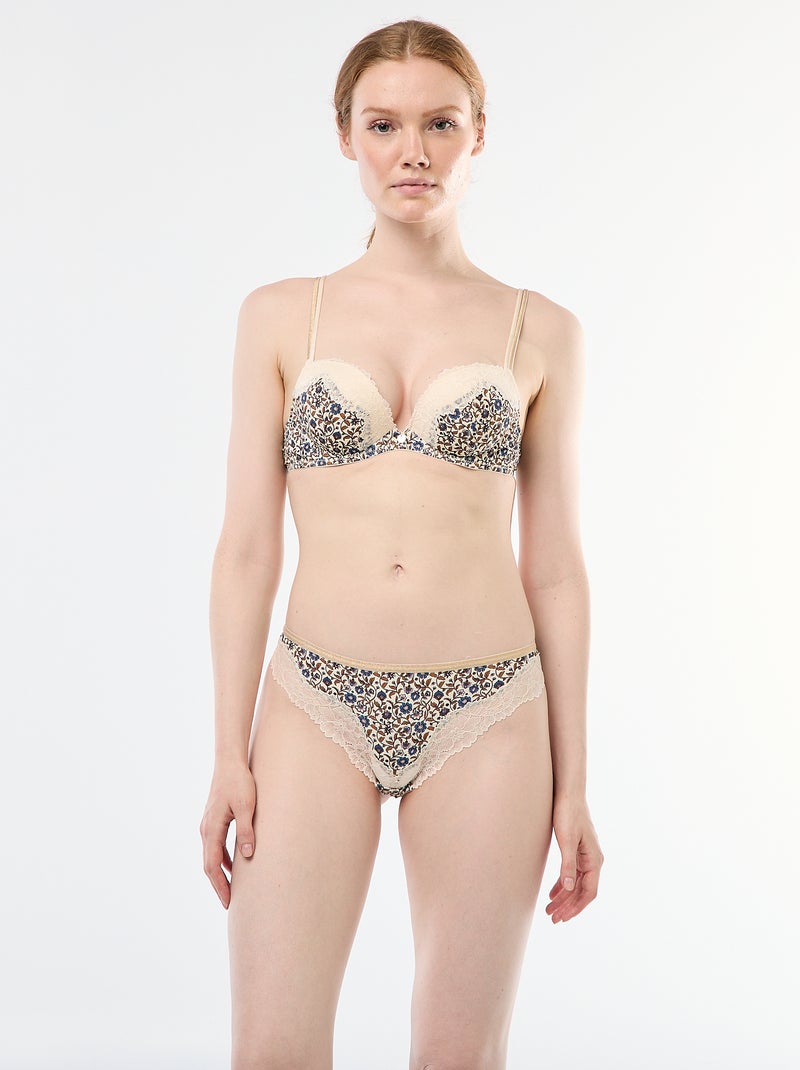 Tanga en microfibre imprimé Blanc - Kiabi