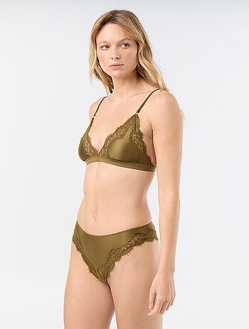 Tanga en microfibre satinée et dentelle