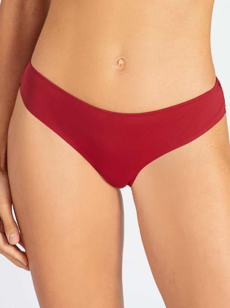 Tanga micro et dentelle Rouge rhubarbe - Kiabi