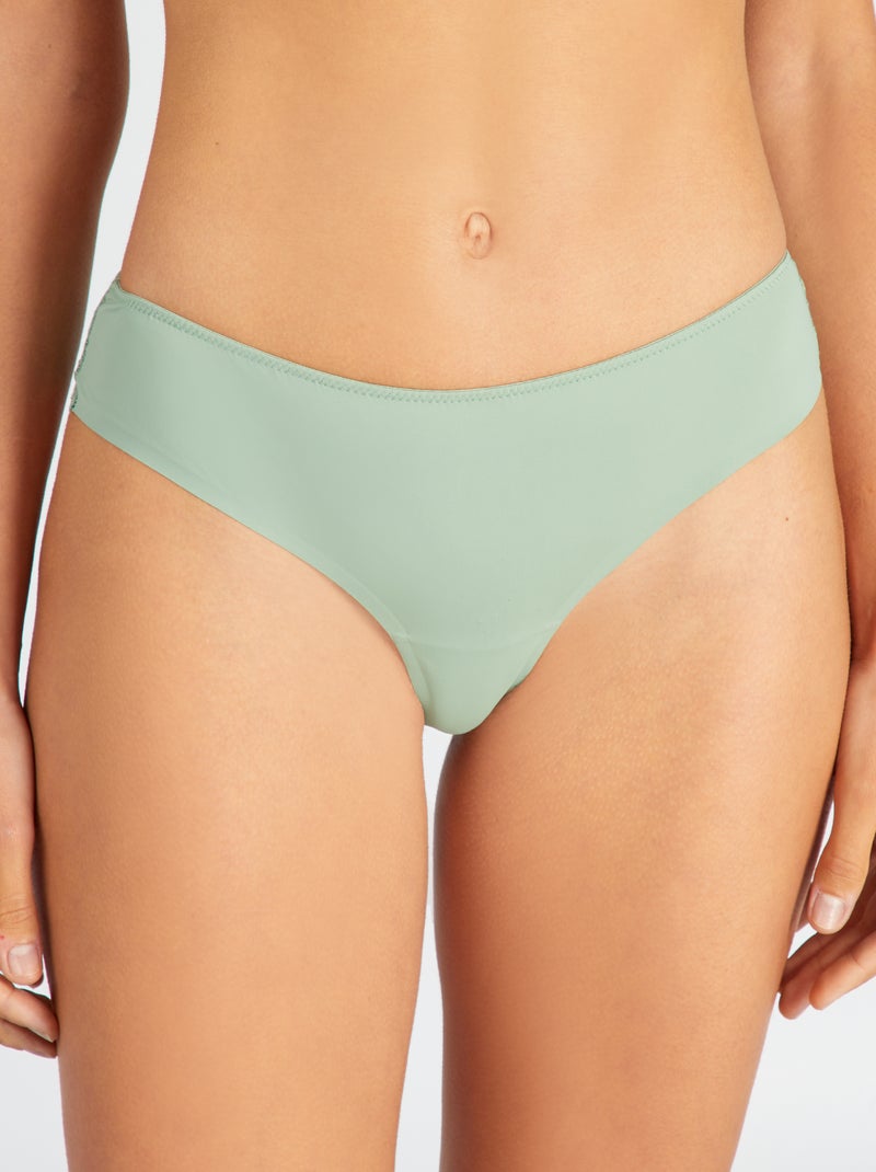 Tanga micro et dentelle Vert - Kiabi