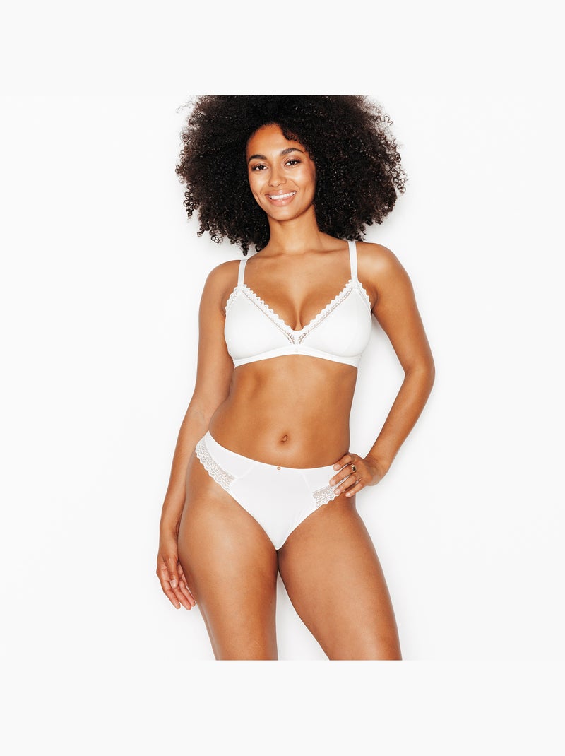 Tanga microfibre douce - rougegorge lingerie Ecru - Kiabi