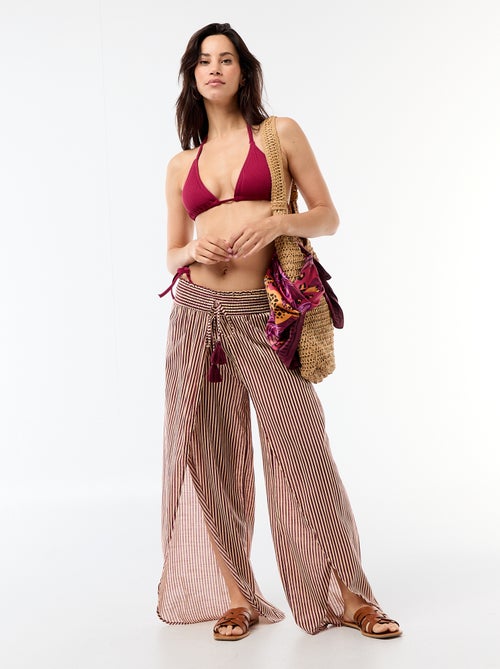 Tanga zwembroek van jerseytricot met textuur en strikbandjes - Kiabi