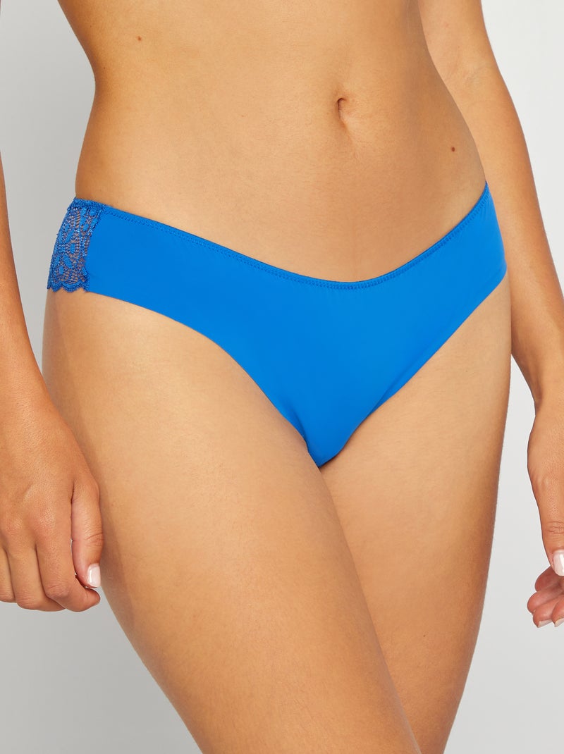 Tangaslip van microvezel en kant BLAUW - Kiabi