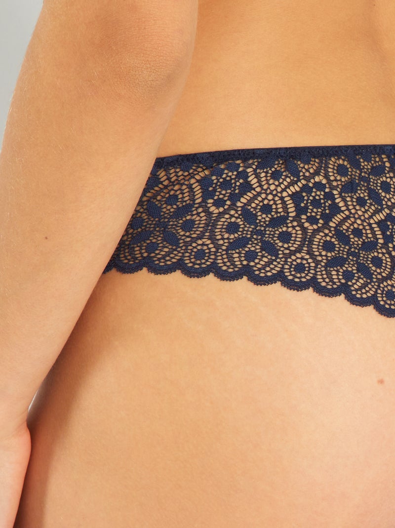 Tangaslip van microvezel en kant blauw - Kiabi