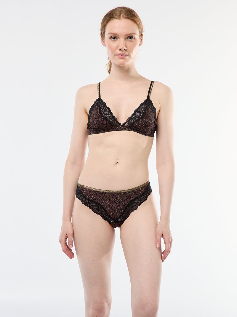 Tangaslip van microvezel met print Bruin - Kiabi