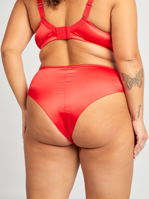 Tangaslip van satijn en tule met borduurwerk - Kiabi