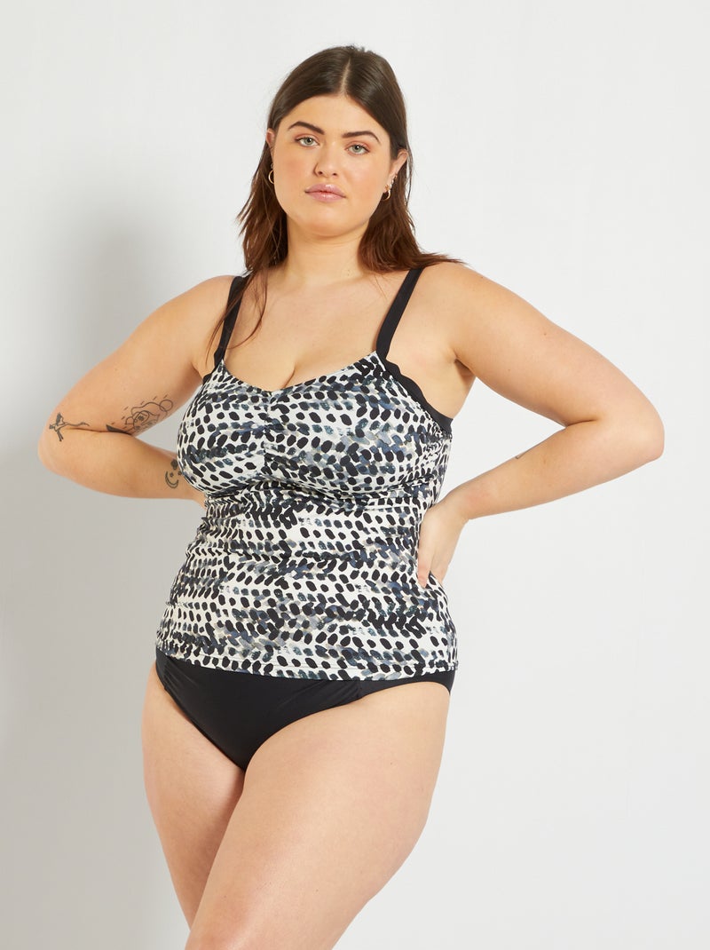 Tankini 2 pièces noir/blanc - Kiabi