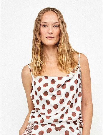 Tanktop bedrukte satijnen stof monogram