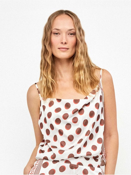 Tanktop bedrukte satijnen stof monogram - Kiabi