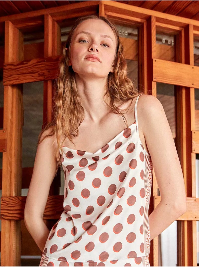 Tanktop bedrukte satijnen stof monogram Multicolor - Kiabi