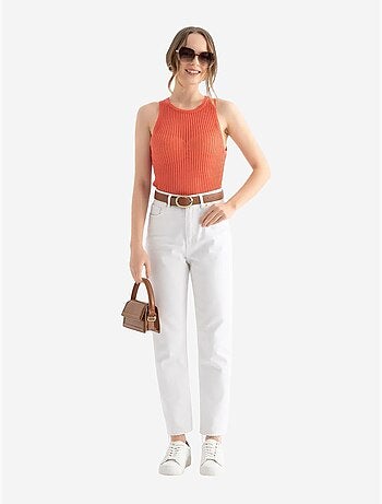 Tanktop met ronde hals en geribbeld mesh hiccup