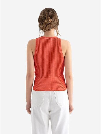 Tanktop met ronde hals en geribbeld mesh hiccup