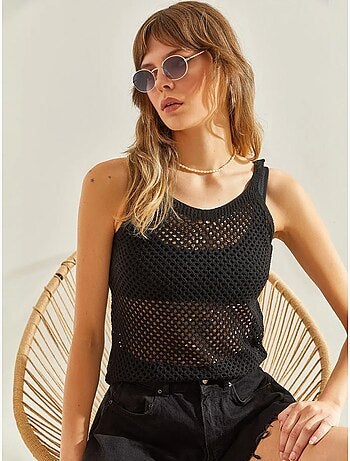 Tanktop met textuur en ronde hals lucci