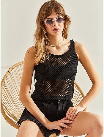 Tanktop met textuur en ronde hals lucci