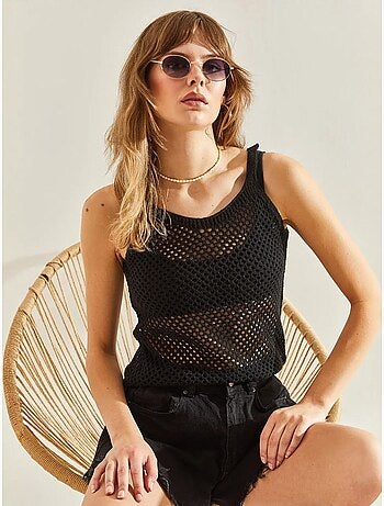 Tanktop met textuur en ronde hals lucci