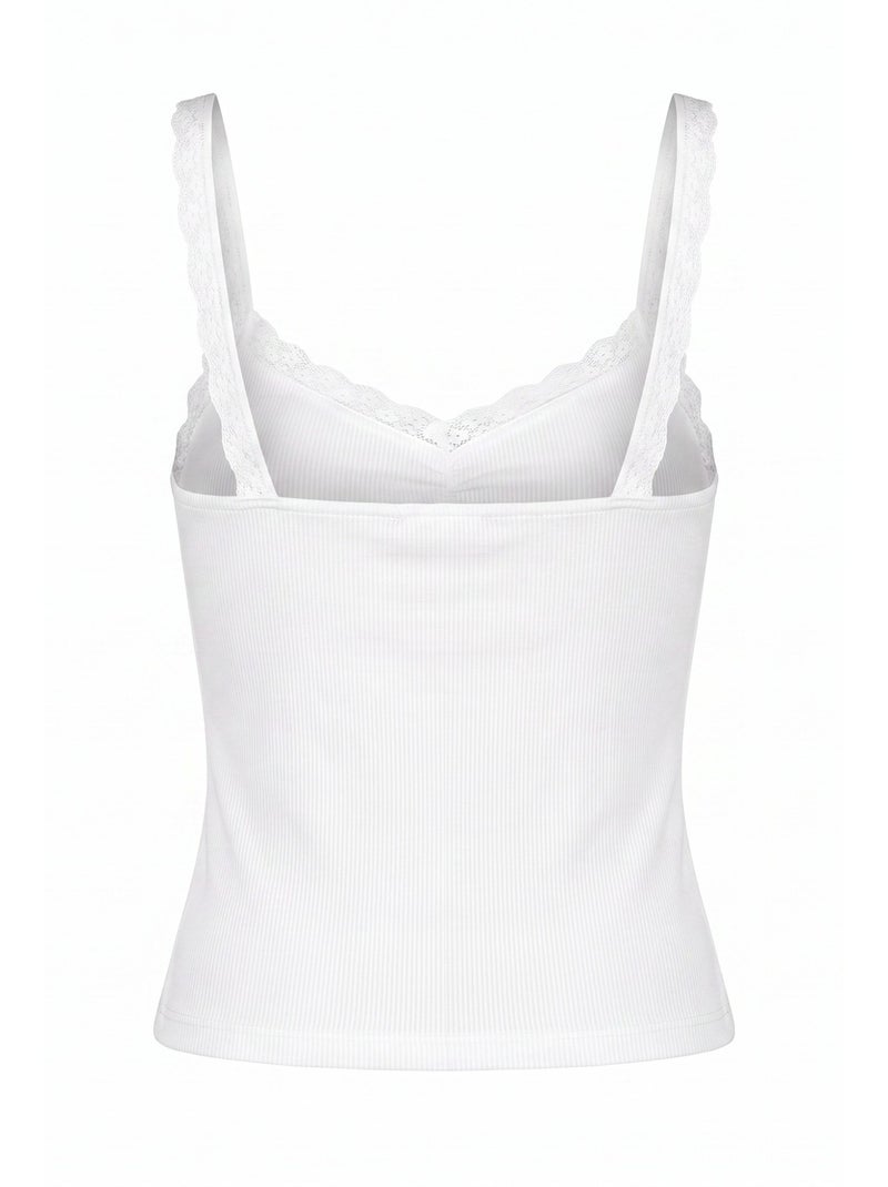 Tanktop met v-hals en kantdetails hiccup Wit - Kiabi