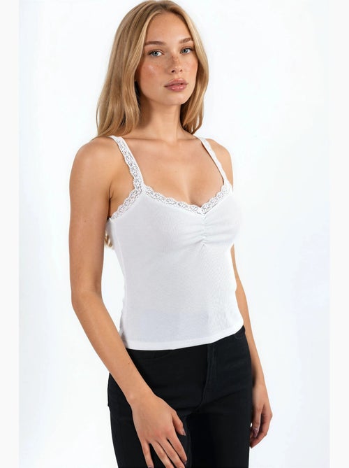 Tanktop met v-hals en kantdetails hiccup - Kiabi