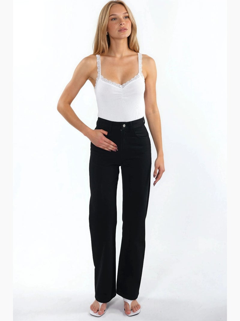 Tanktop met v-hals en kantdetails hiccup Wit - Kiabi