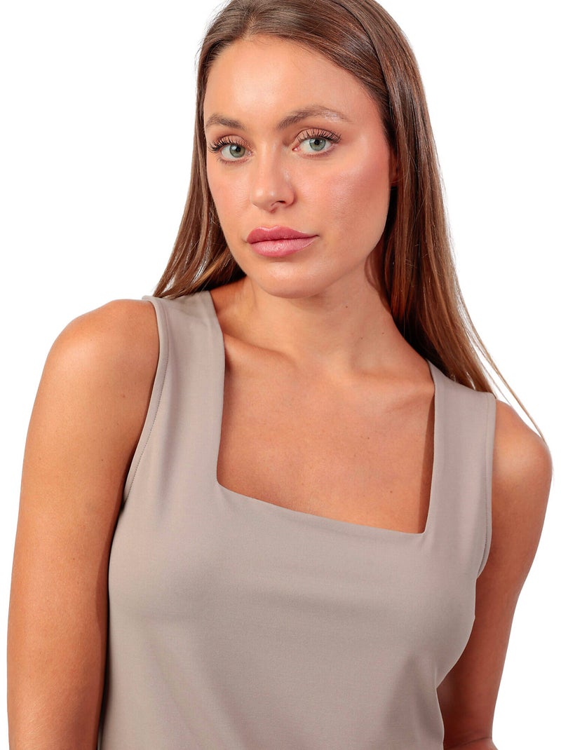 Tanktop met vierkante hals cuadrado Beige - Kiabi