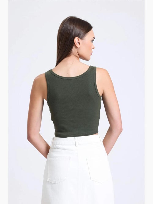 Tanktop met vierkante hals en geribbelde knoopjes hiccup - Kiabi