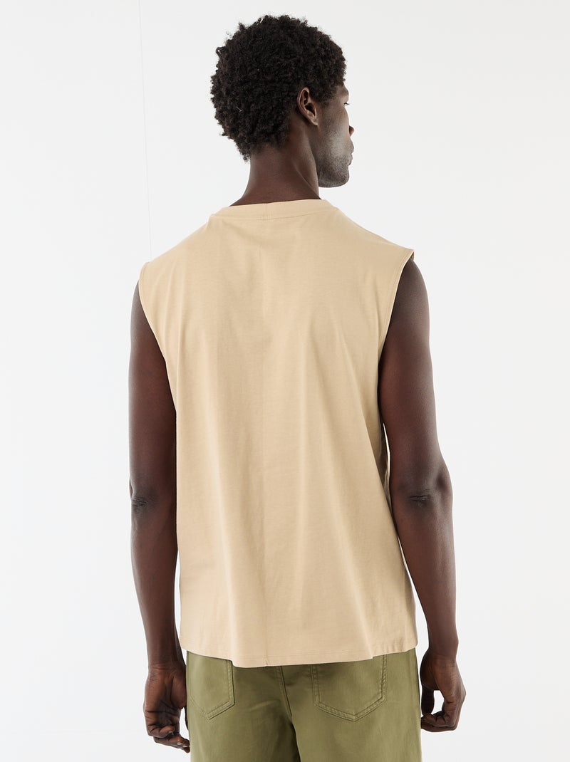 Tanktop met voor- en achterprint Biege - Kiabi