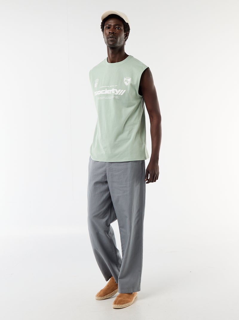 Tanktop met voor- en achterprint Groen - Kiabi