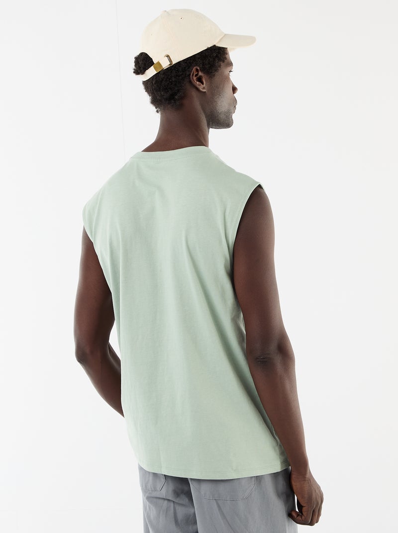 Tanktop met voor- en achterprint Groen - Kiabi