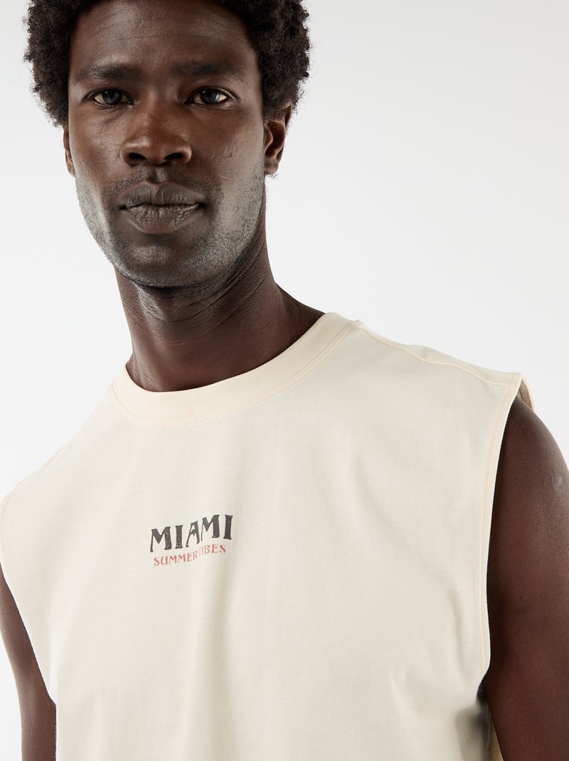 Tanktop met voor- en achterprint Wit - Kiabi