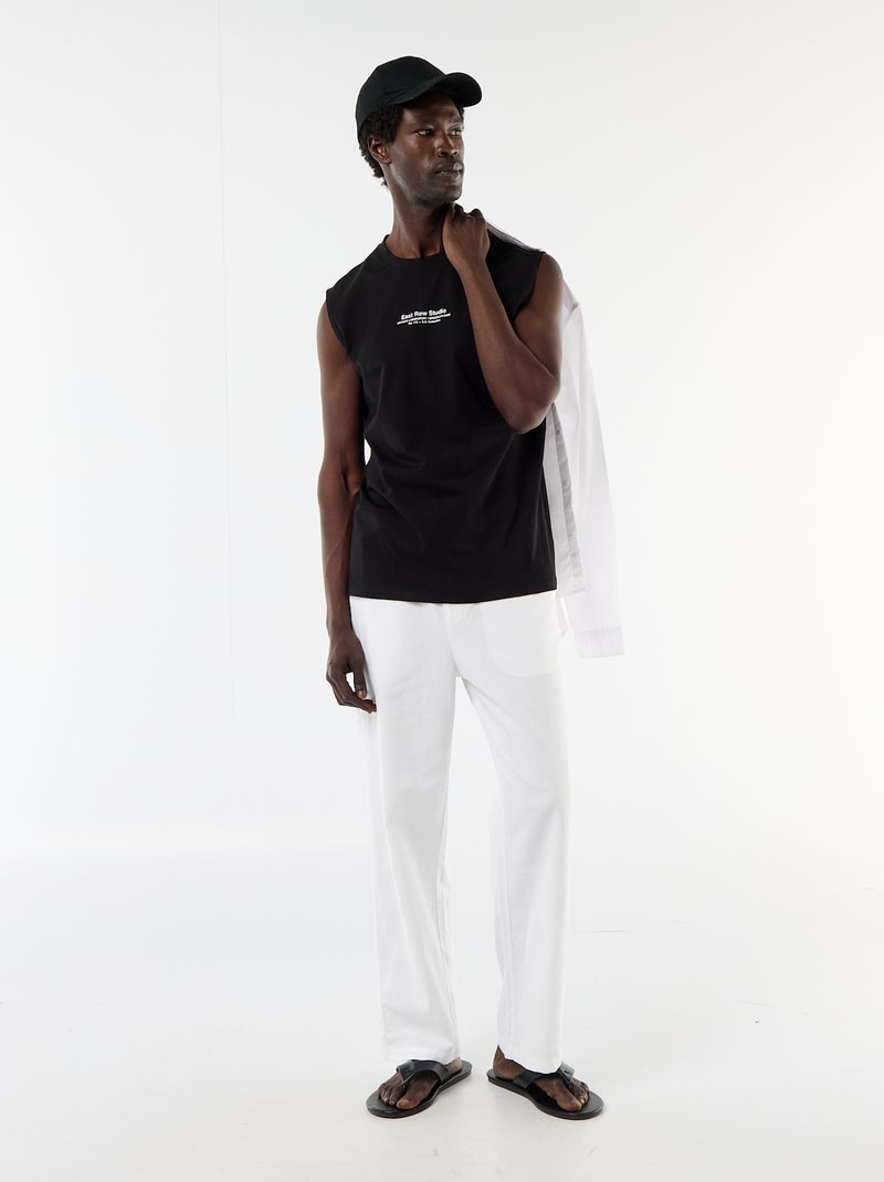 Tanktop met voor- en achterprint Zwart - Kiabi