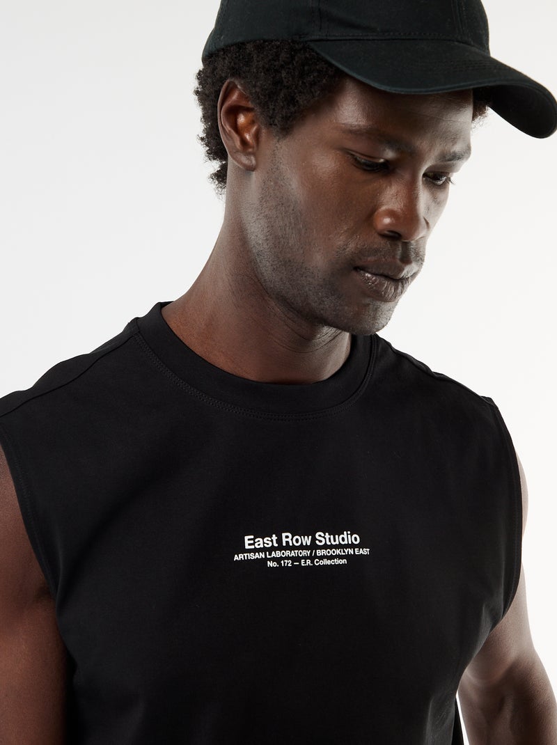 Tanktop met voor- en achterprint Zwart - Kiabi