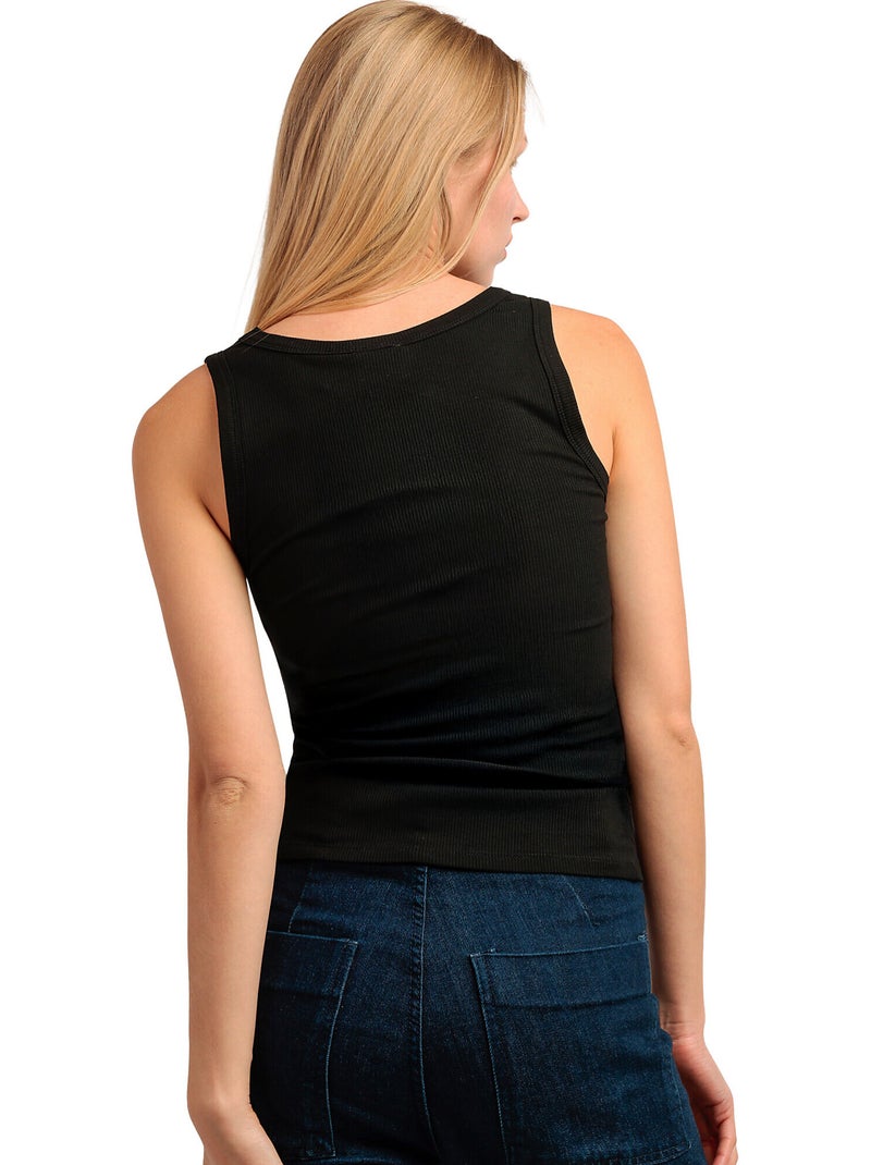 Tanktop metallic holes Zwart - Kiabi