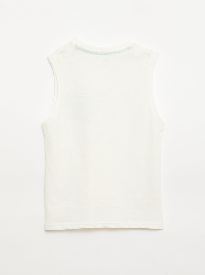 Tanktop van katoenjersey met print Wit - Kiabi
