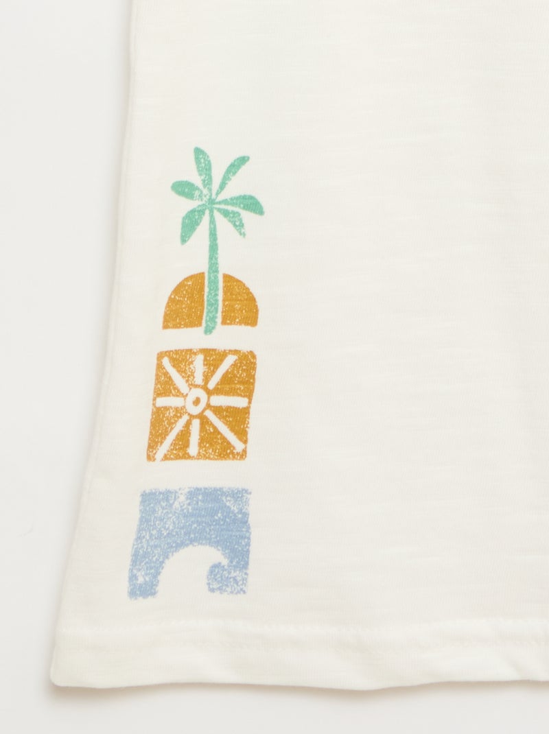 Tanktop van katoenjersey met print Wit - Kiabi