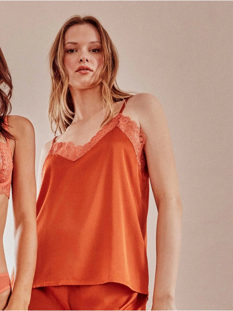 Tanktop van satijnstof Terracotta - Kiabi
