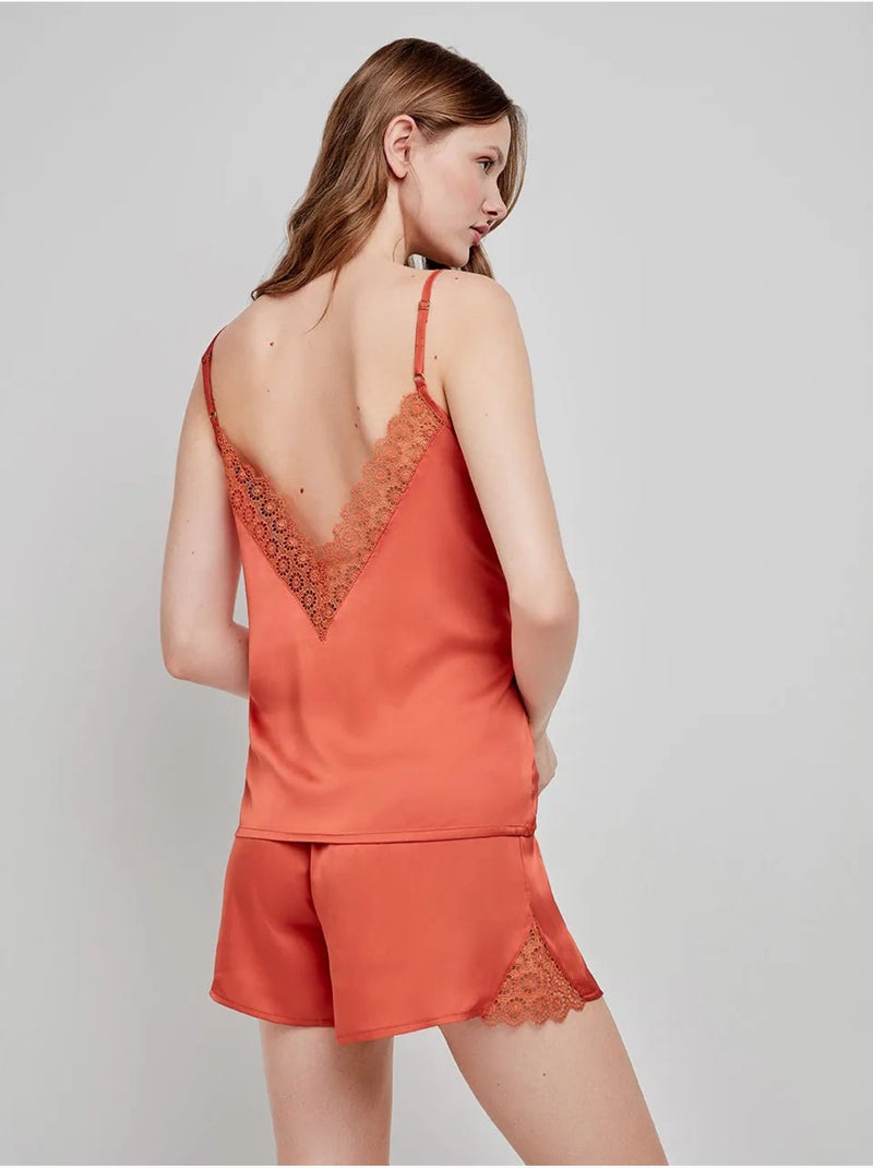 Tanktop van satijnstof Terracotta - Kiabi