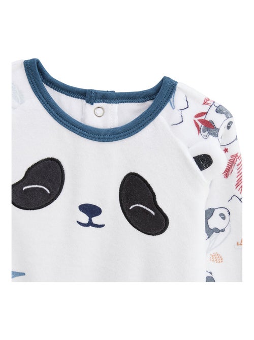 Tao tweedelige kinderpyjama van velours met oprolbare voetjes - Kiabi