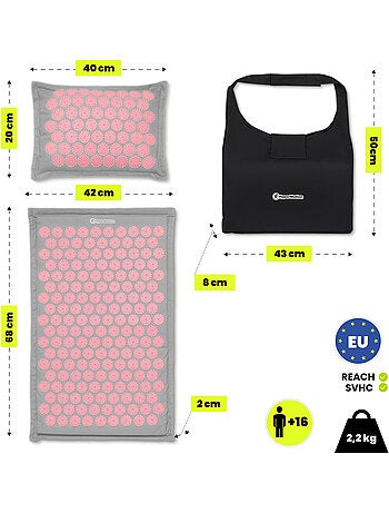 Tapis d'Acupression en Lin et Coton Éco Fibres de Coco et Sarrasin 7182 Points 68x42