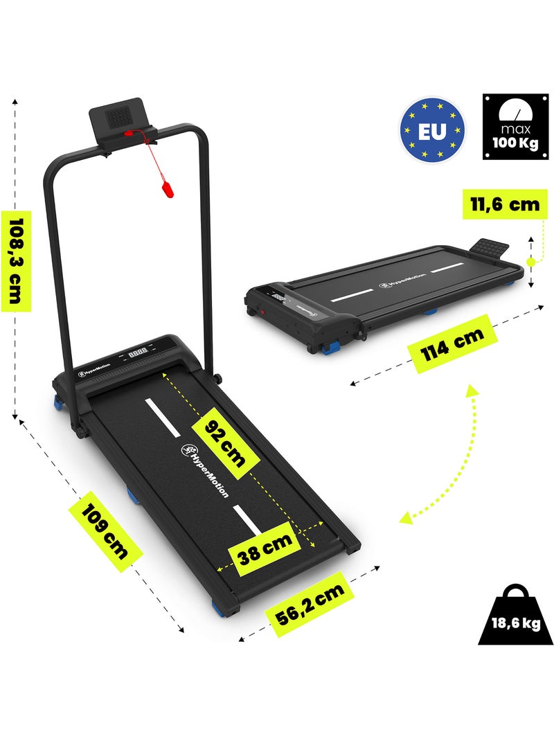 Tapis de Marche et Course Motorisé 2 en 1 Acier et ABS Ultra-Plat 10 km/h Dim 109x56,2 cm Noir - Kiabi