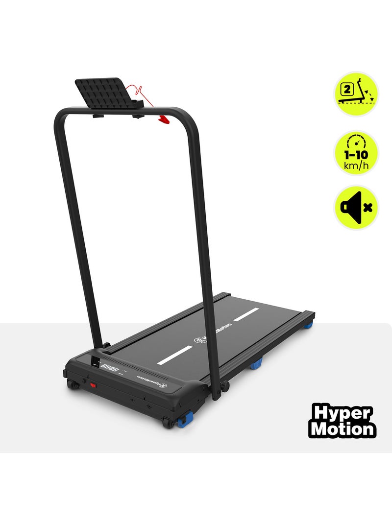 Tapis de Marche et Course Motorisé 2 en 1 Acier et ABS Ultra-Plat 10 km/h Dim 109x56,2 cm Noir - Kiabi
