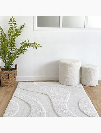 Tapis de salon motif ondulation en relief, - effet texturé