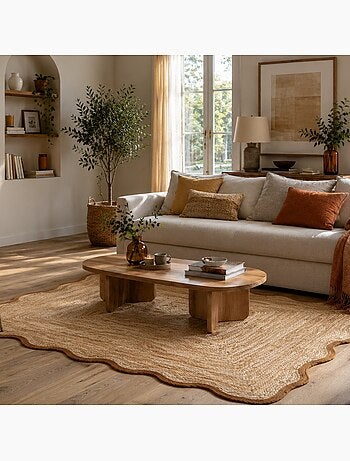 Tapis de salon tressé avec finition ondulée