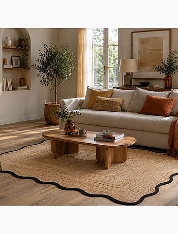 Tapis de salon tressé avec finition ondulée