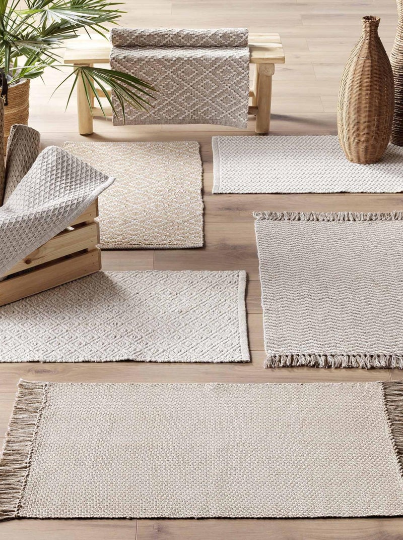 Tapis déco en coton tissé Marron clair - Kiabi
