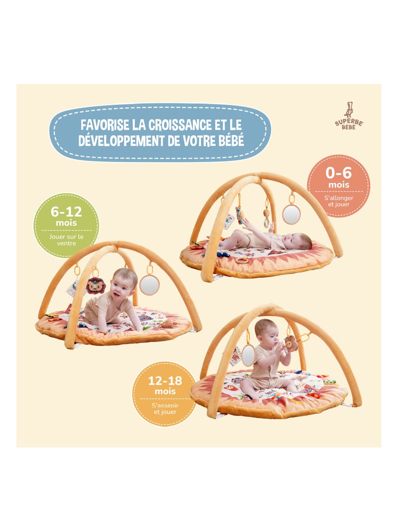 Tapis d'éveil avec arches LITTLE JUNGLE | SUPERBE BEBE Orange - Kiabi