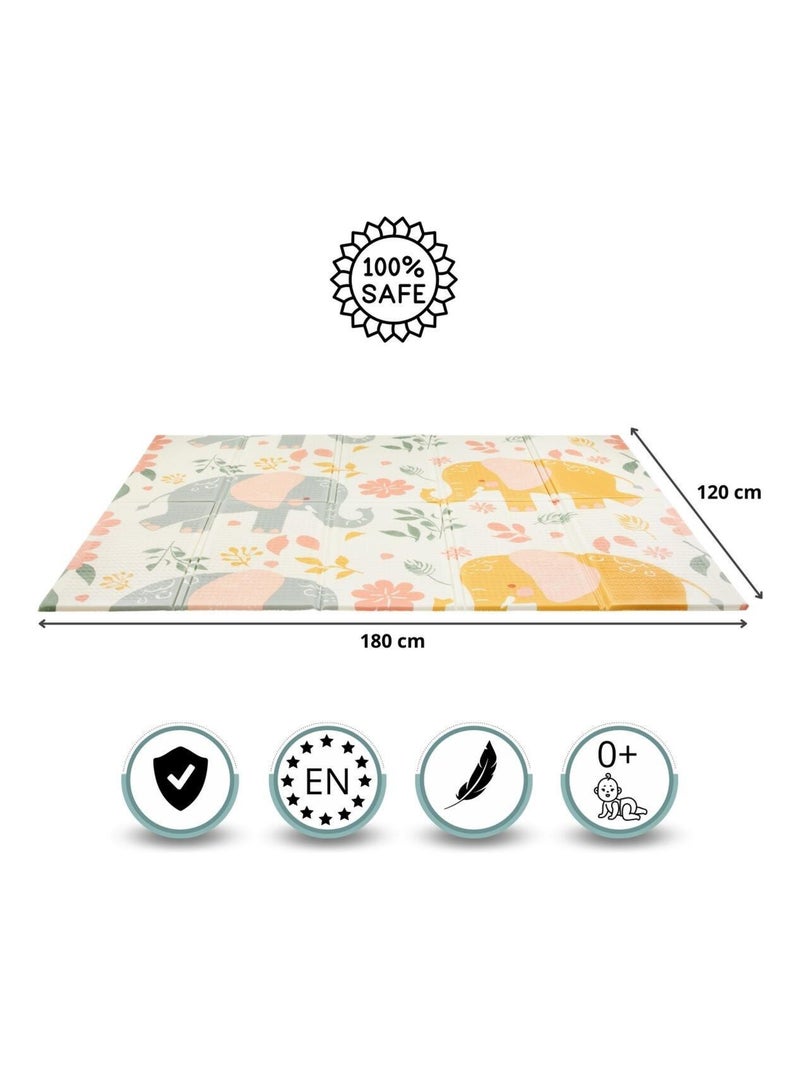 Tapis d'éveil bébé 120x180, 2 faces éléphants & exotiques, mousse- pliable N/A - Kiabi