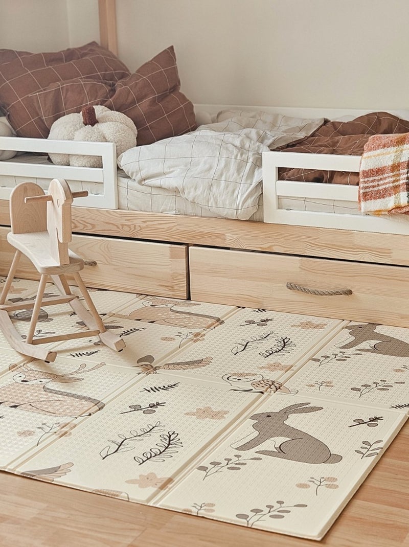 Tapis d'éveil bébé en mousse reversible, grand tapis 180*120, pliable Beige - Kiabi