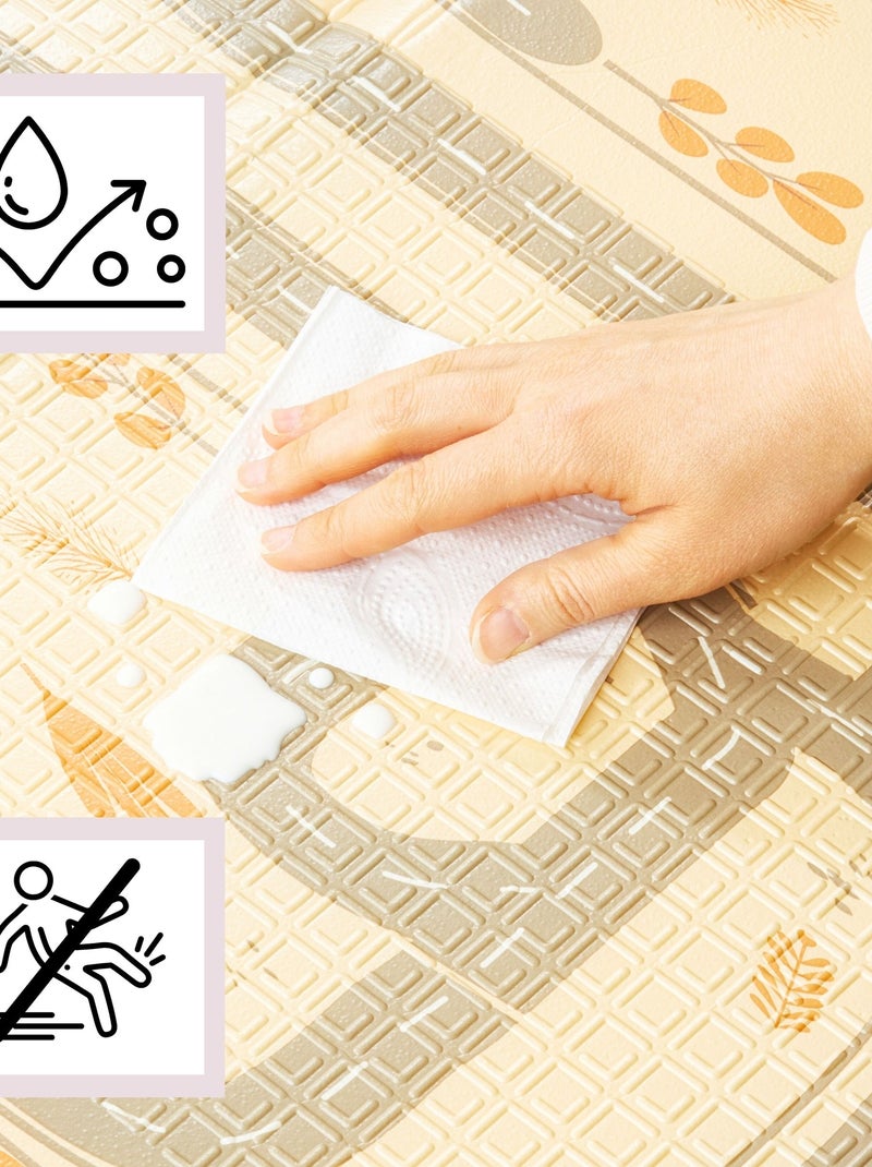Tapis d'éveil bébé en mousse reversible, grand tapis 180*120, pliable Beige - Kiabi