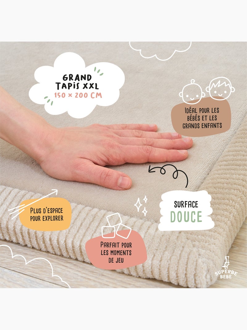 Tapis d'éveil et de jeu en mousse  - 200x150x2,5 - Coccon Plus | SUPERBE BEBE Beige - Kiabi